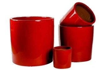Al aire libre grande de las macetas de cerámica los 50x50cm redondas rojas