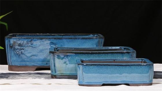 Potes esmaltados los 30.3cmx21.6cmx10.5cm de cerámica azules de los bonsais