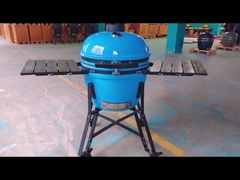 El carbón de leña 22 pulgadas de Kamado de cerámica asa a la parrilla la BARBACOA superficial lisa azul Handlle de bambú