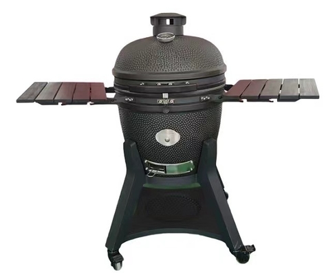 Carbón 22 pulgadas de patrón de puntos de cerámica Kamado parrillas con piedra pizza negra