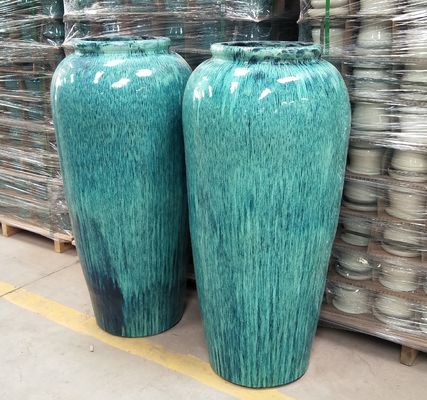 pote al aire libre de cerámica de los 44x88cm, potes de cerámica grandes verdes para las plantas al aire libre